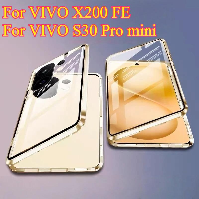 Kovový rám 360 Plná ochrana Pouzdro Pro Vivo X200 FE Magnetická Adsorpce Oboustranný Kryt z Tvrzeného Skla Pro VIVO S30 Pro mini