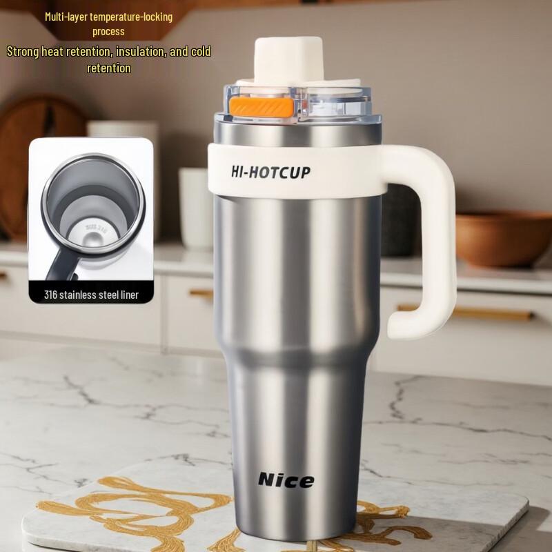 OLOEY Insulated Ceramic Thermos with Straw