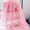 1Yard*130cm 3D Embroidered Butterfly Mesh Fabric Rainbow Gradient Handmade Tulle Dress Sewing Fabric for Stage Costume
