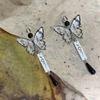 Elegant Butterfly Tassel Earrings: Chinese Ink Painting Style, Long Water Drop Pendant, Gentle Ancient Aesthetic for Women