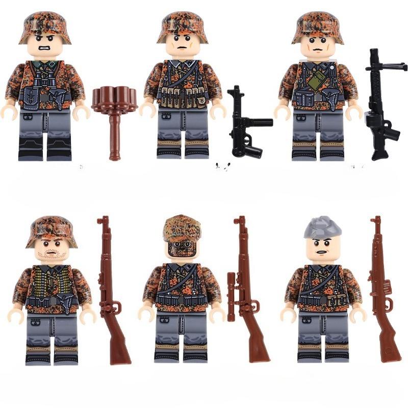 Soldats de l'Armée de la Seconde Guerre Mondiale Blocs de Construction Camouflage Automne Chêne Militaire Officier Sergent Tireur d'élite Chapeau de Champ d'Infanterie Briques Jouets