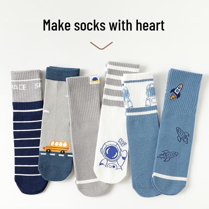 Miiow Boys' Cartoon Cotton Crew Socks (6 Pairs)