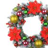 Christmas Wreath for Front Door Garland with Balls and Flowers Round Winter Wreath Xmas Decor for Office Home