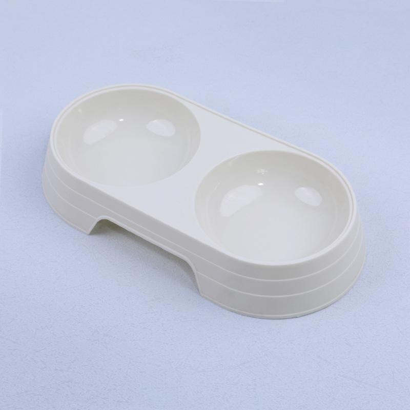 

Pet round double bowl fashionable simple and easy to clean macaron color matching pet bowl universal cat and dog абрикосовый
