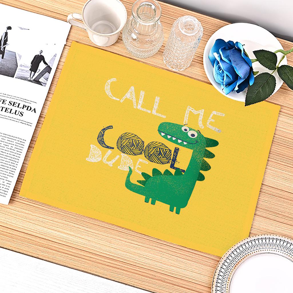 Dinosaur Placemat for Table Cartoon Animal Dining Placemats For Children Kids Funny Tableware Kitchen Table Mat Coaster Cover