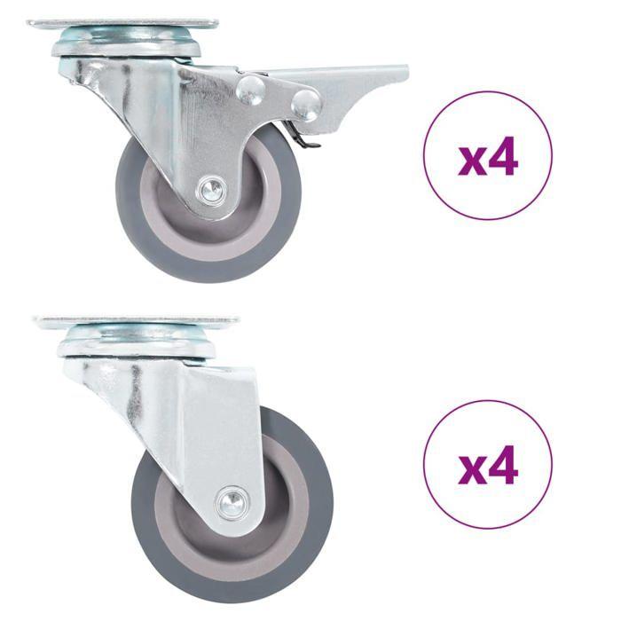 VidaXL 8 pcs Roulettes pivotantes 50 mm