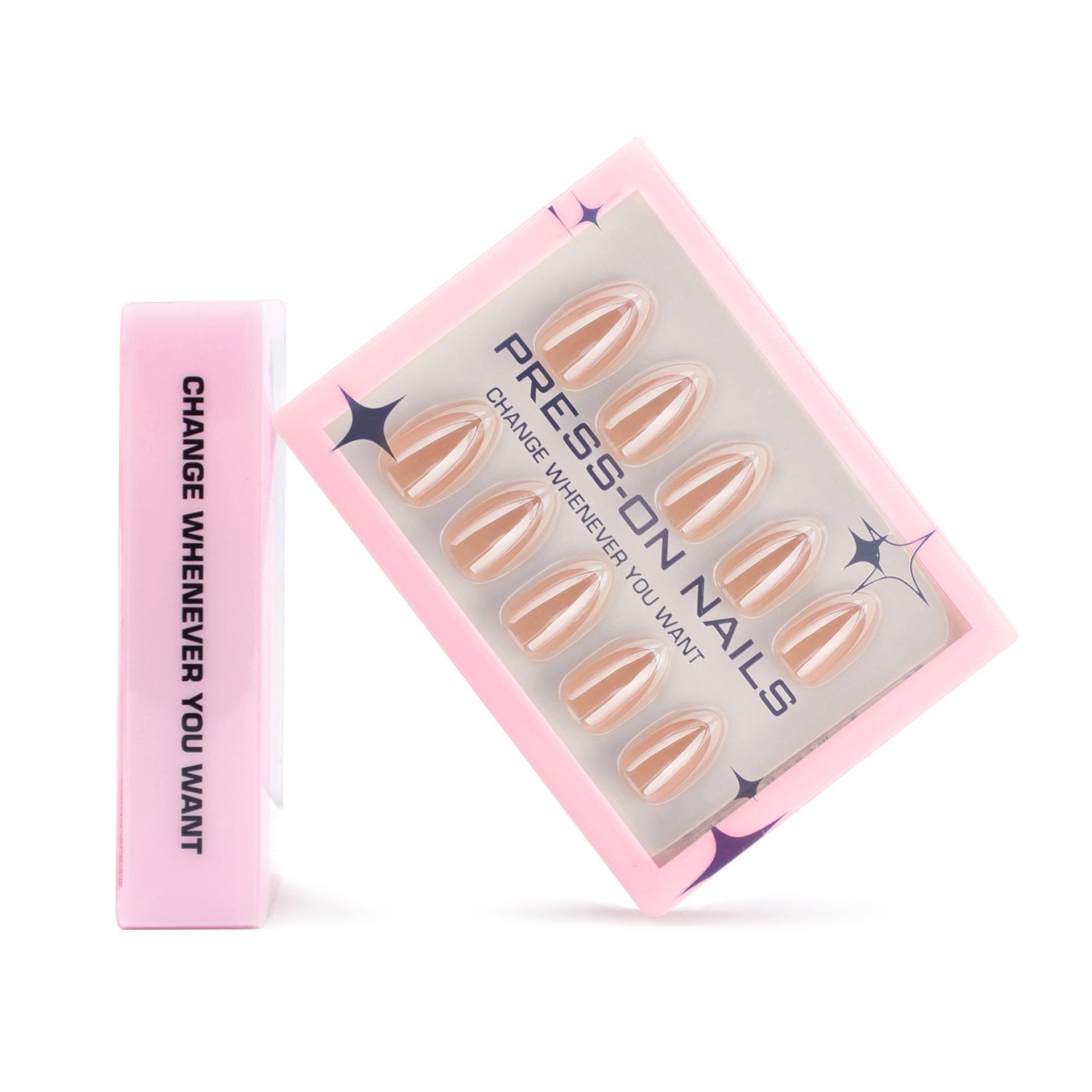 Premium sense 30 pieces Boxed wearing nail short almond nail fake nail classic French manicure nail piece