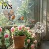 Natürliches Gartenlandschafts-Accessoire-Pfahl, Metall-Vogel-Hofdekoration mit Pusteblumenausschnitten, Rostfreie Handbemalte Outdoor-Zierde