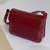 Retro Patent Leather Women Shoulder Bag Luxury Flap Satchel Solid Color Small Square Bag Classic Red Crossbody Bag Armpit Purses