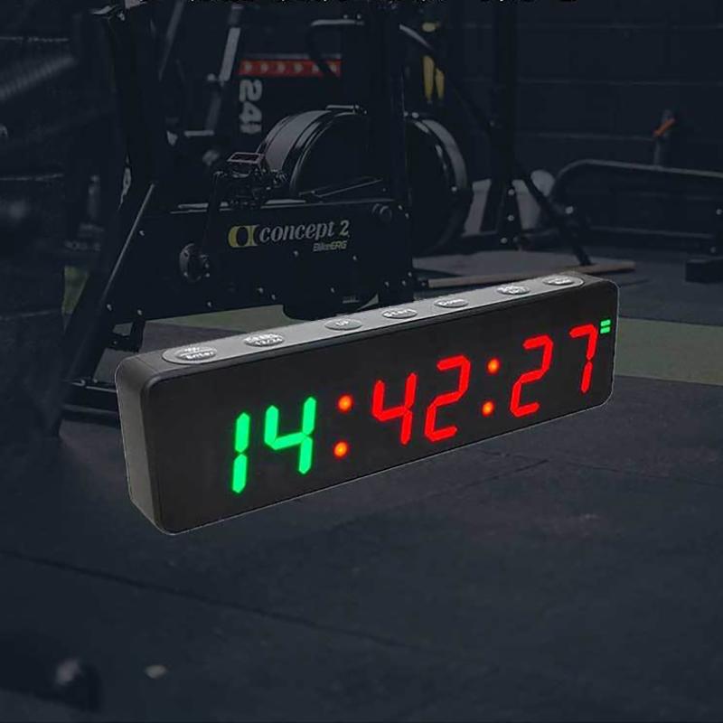 LED Digital Fitness Timer Clock 6 Digit Rechargeable HIIT Countdown Stopwatch for Home Training Room