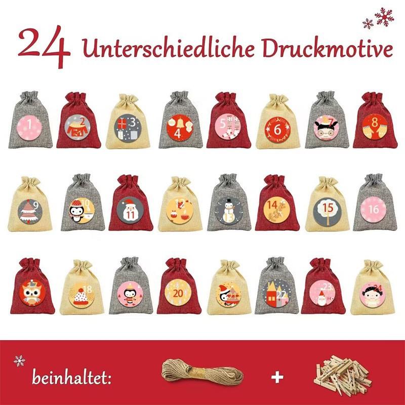 Julekalenderposer 24 dager hengende nedtelling snøring gaveposer