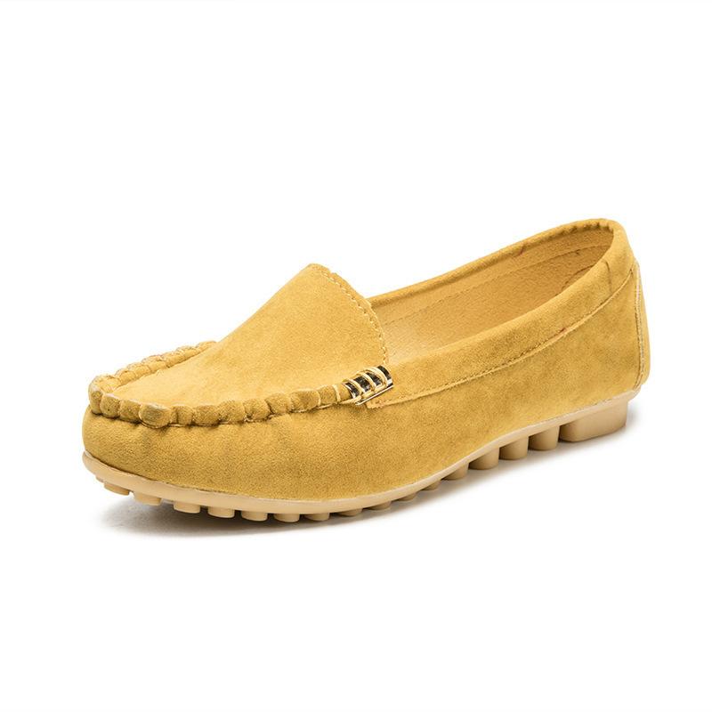 Spring Autumn Women's Casual Loafers Plus Size Flat Shoes Soft PU Leather Slip-On Moccasins Rubber Soled Anti Slip Nursing Shoes