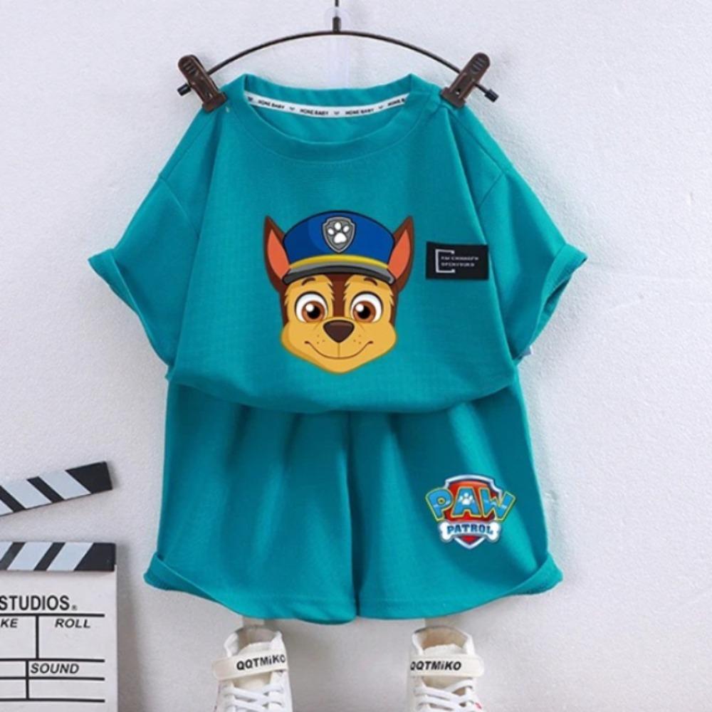 Paw Patrols Series Shorts Set Summer Cartoon Short Sleeve  for Boy Casual Tracksuit Birthday Gifts