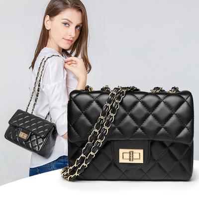 Bolsa feminina primavera e verão fácil de levar bolsa de corrente de diamantes bolsa de ombro com fecho diagonal simples