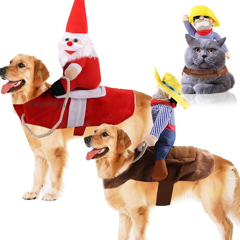 Large Dog Christmas Costume Santa Claus Riding Pet Outfit Golden Retriever Samoyed