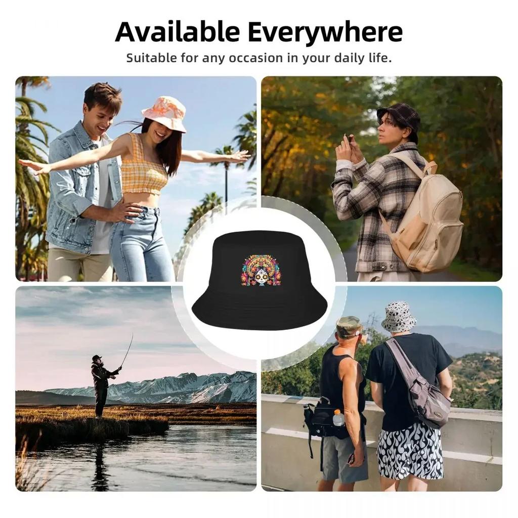 The girl Catrina Bucket Hat Mountaineering Golf Unisex Vintage Military Cap Unisex Luxury Brand WomensBucket hat