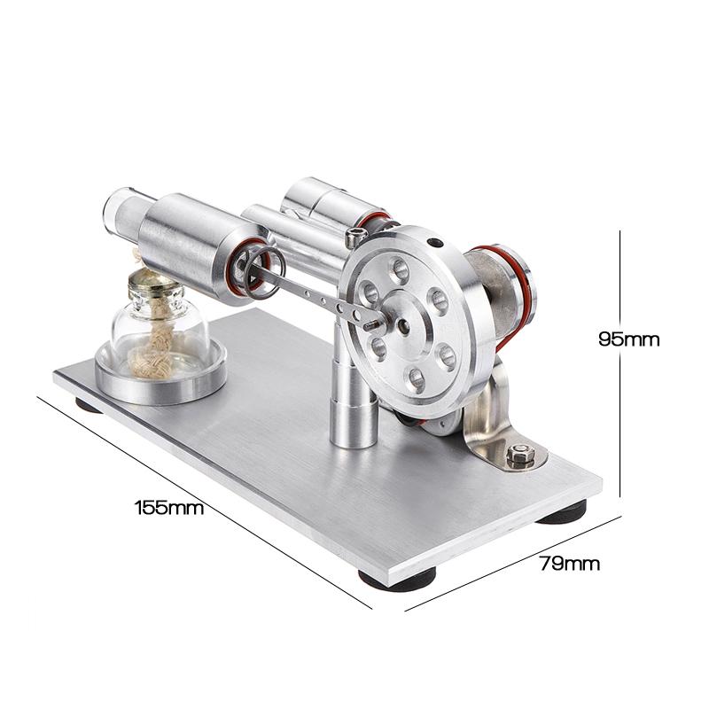 Double-cylinder Hot Air Stirling Engine Model With Light School Demonstration Educational Toy Science Kid DIY Experiment