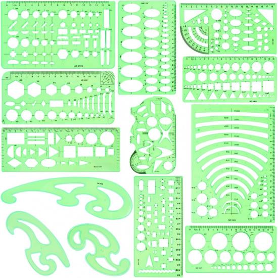 SenseYo 7 Pack Drawings Templates Stencil, Circle Template for Geometric Drawing Stencils, Plastic Clear Circle Stencils Architecture Supplies