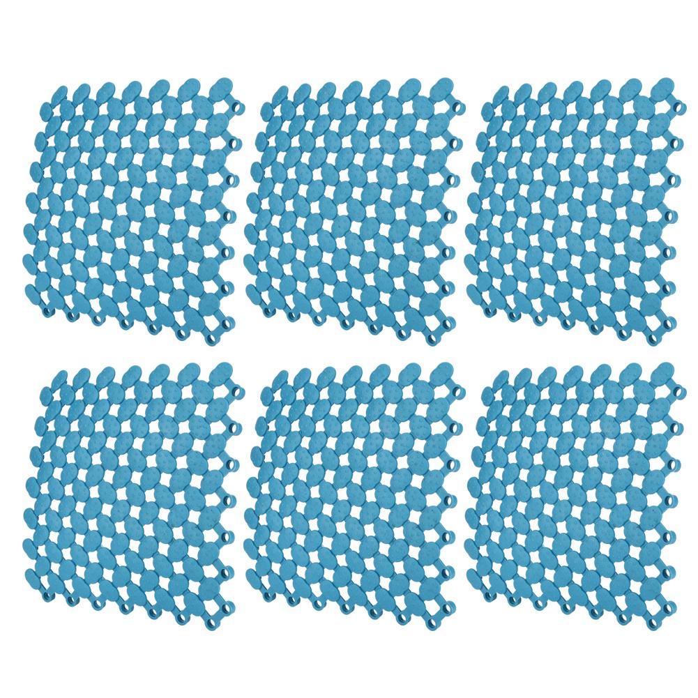 6Pcs 20x20cm NonSlip Splicing Interlocking Floor Mat for Kitchen Bathroom Shower Pool Balcony(Blue )