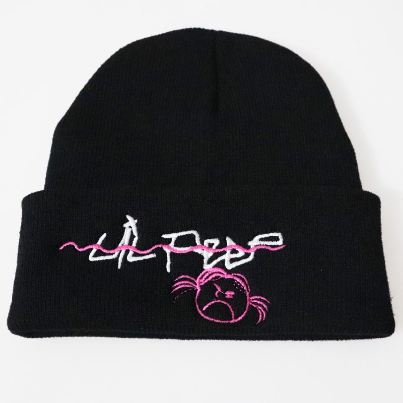 

Cute girl s ski hat pullover hat with embroidery knitted hat Love Lil Peep Student woolen hat Adjustable