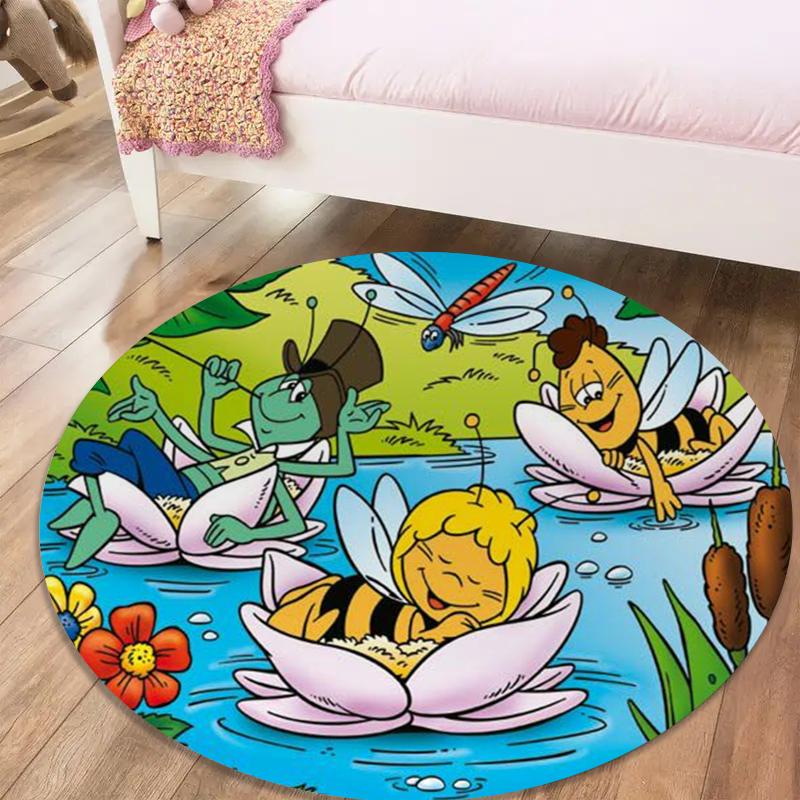 Tappeto Rotondo Api e Maya, Tappeto per Soggiorno Camera da Letto Divano Sala Giochi Decorazione, Tappetino Antiscivolo 34