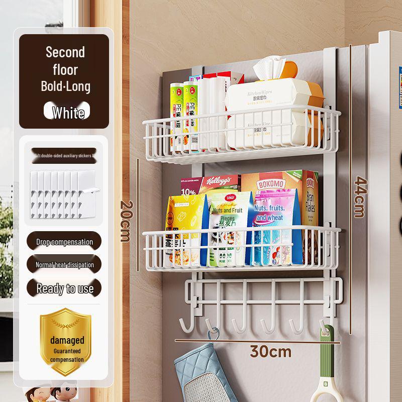 Magnetic Refrigerator Side Storage Rack - Hanging Freezer Organizer with Bag Holder