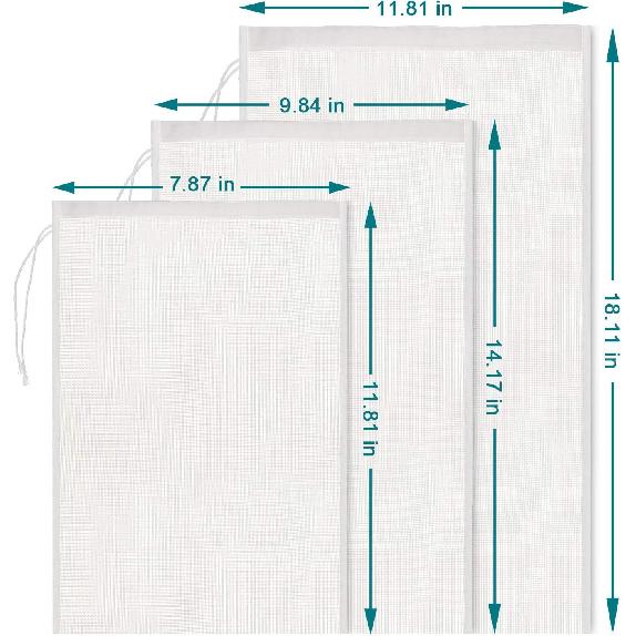 Boao 6 Pack Nut Milk Bags - Reble Food Strainer Bags with Fine Mesh Nylon Drawstring, 3 Sizes