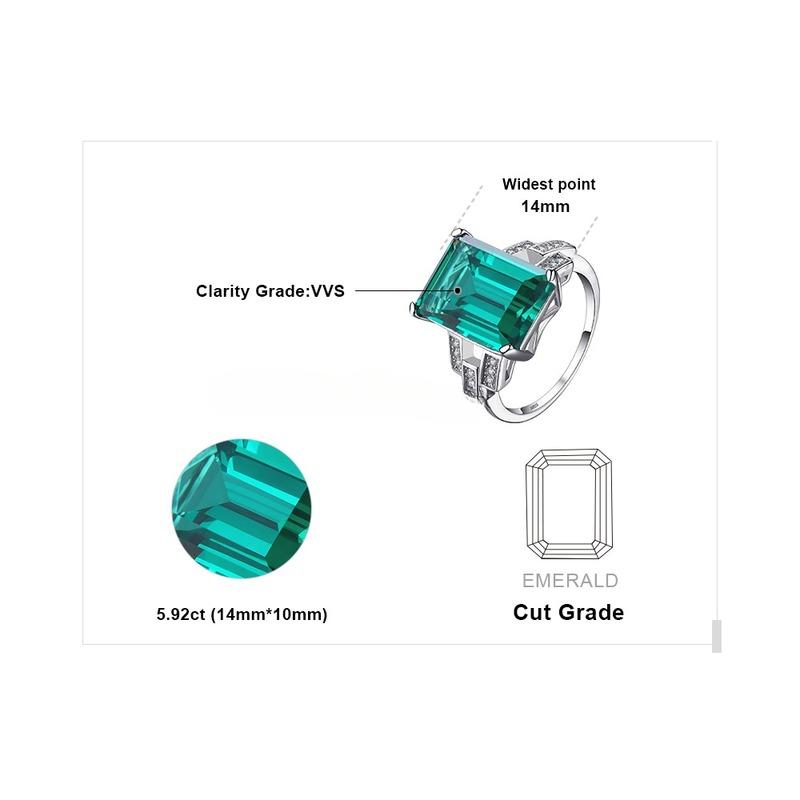 Emerald Gemstone Rings for Women Solid 925 Sterling Silver Ring Silver Wedding Engagement Band Romantic Fine Jewelry Gift