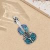Elegant Vintage Violin Brooch Musical Instrument Jewelry Accessory for Trendy Women Men Alloy Rhinestones Gifts