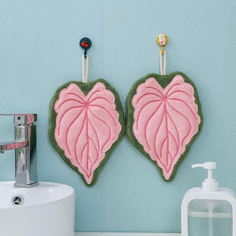 Green Plant Handkerchief Hand Towel Kitchen Towels Hanging Cleaning Towel Super Absorbent Bathroom Kitchen Accessories