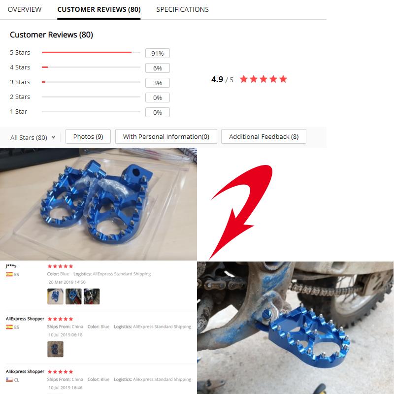 Wide Footrests Foot Pegs Pedal For Yamaha YZ65 85 125 250 125X - Foto 13