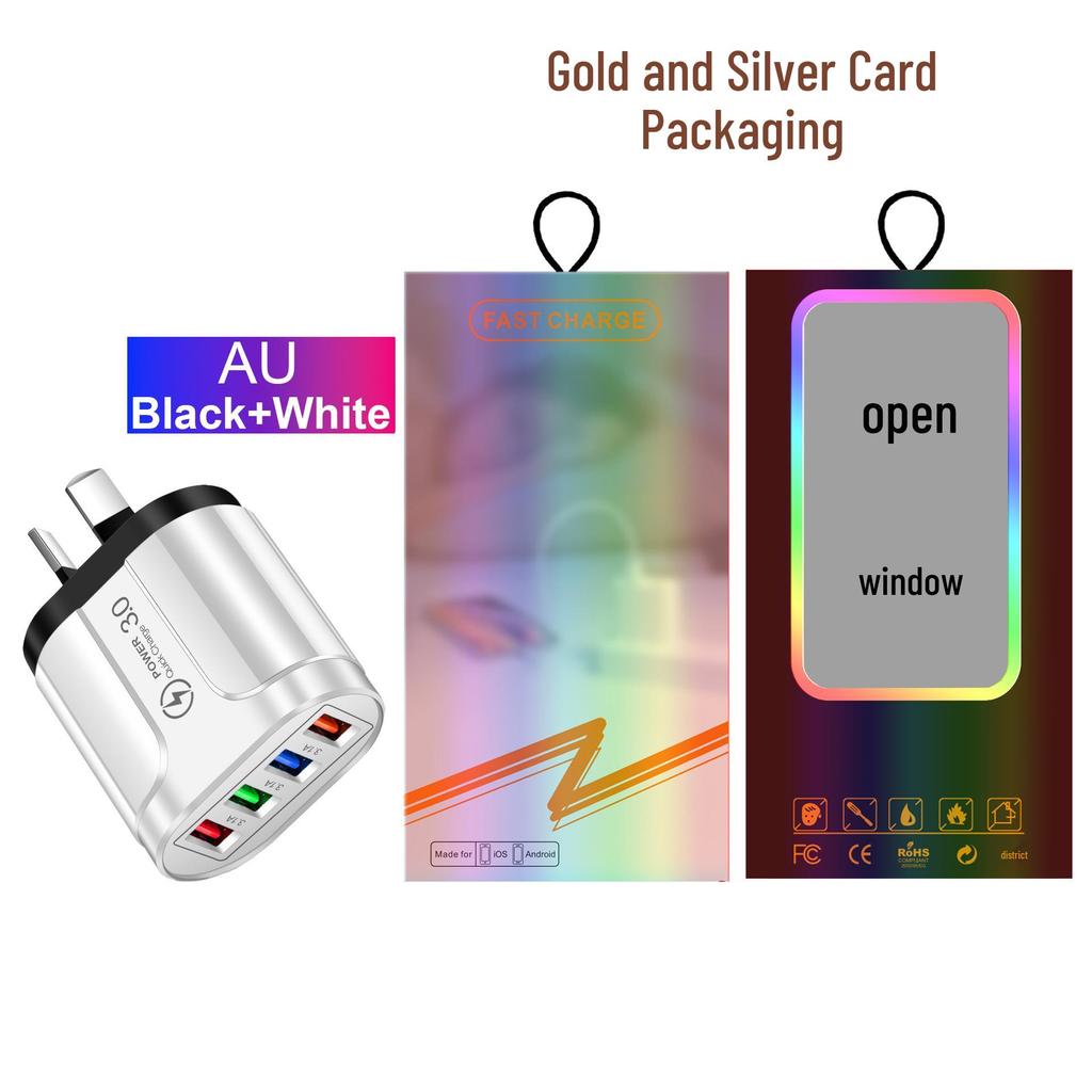 Multi-Port 5V/2.4A Butterfly Travel Charger with 4 USB Ports for EU, US, and UK