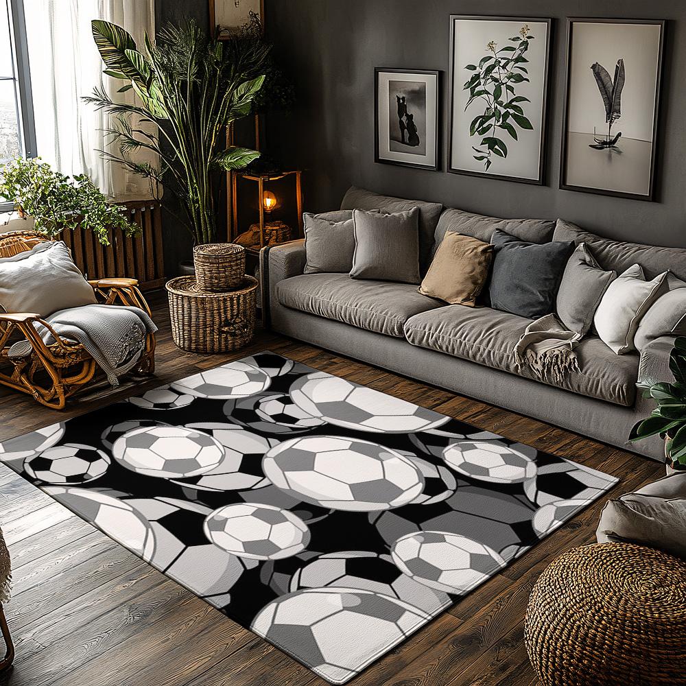 

Tuniu Geometric Gray Black Soccer Ball Rug Mat for Living Room Bedroom Kitchen Floor Decor 50x80cm