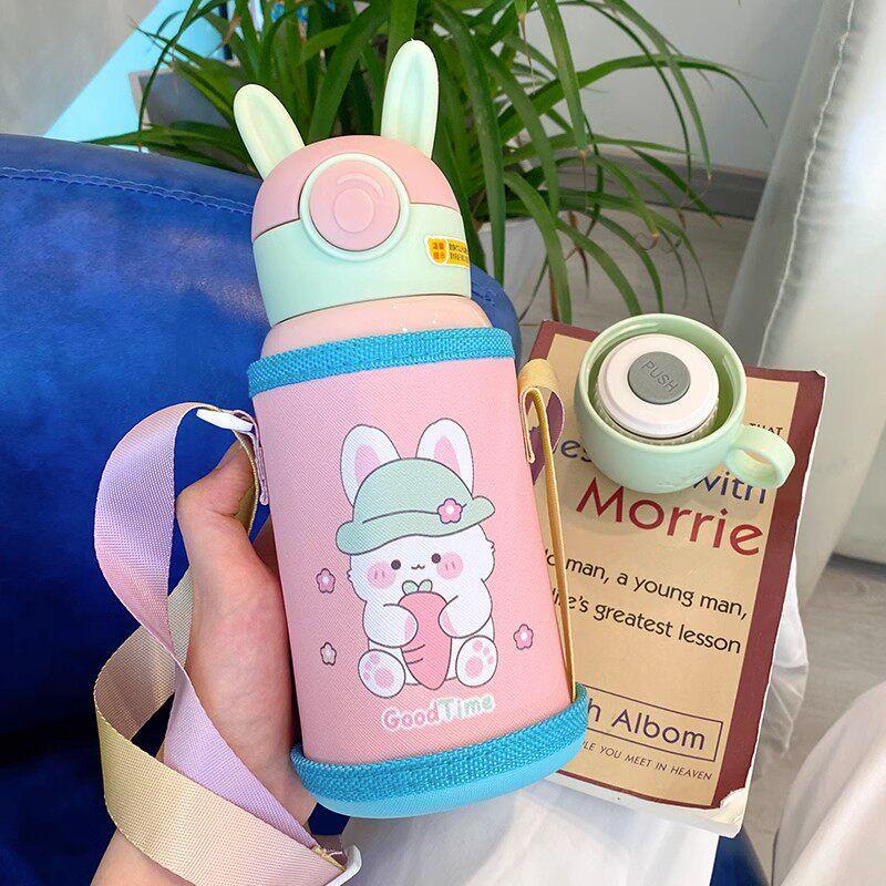 

2025 New Large Capacity Vacuum Cup for Girls Good-looking Student Cute Big Belly Water Cup Pot with Lid for Drinking Water Falling Cherry Powder 500ml