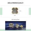 14K Gold Plated 925 Sterling Silver Four Leaf Flower Stud Earring Platinum Gray Shell Earrings
