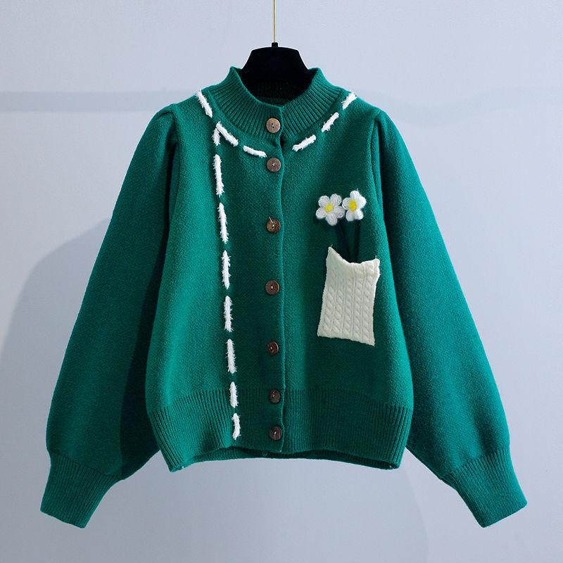 Three-dimensional Flower Design Sweater Jacket Women Spring 2022 New Japanese Loose Age-reducing Student Knitted Cardigan Female
