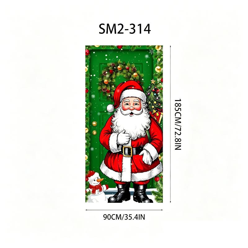 Christmas Santa And Elk Theme Backdrop Nut Cracker Snowman Door Banner Indoor Outdoor Veranda Door Cover Photography Background