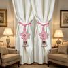 2Pcs Fashion Pearl Color Adjustable Floral Decorative Curtain with Faux Pearl, Butterfly Strap and Elegant Decorative Rope