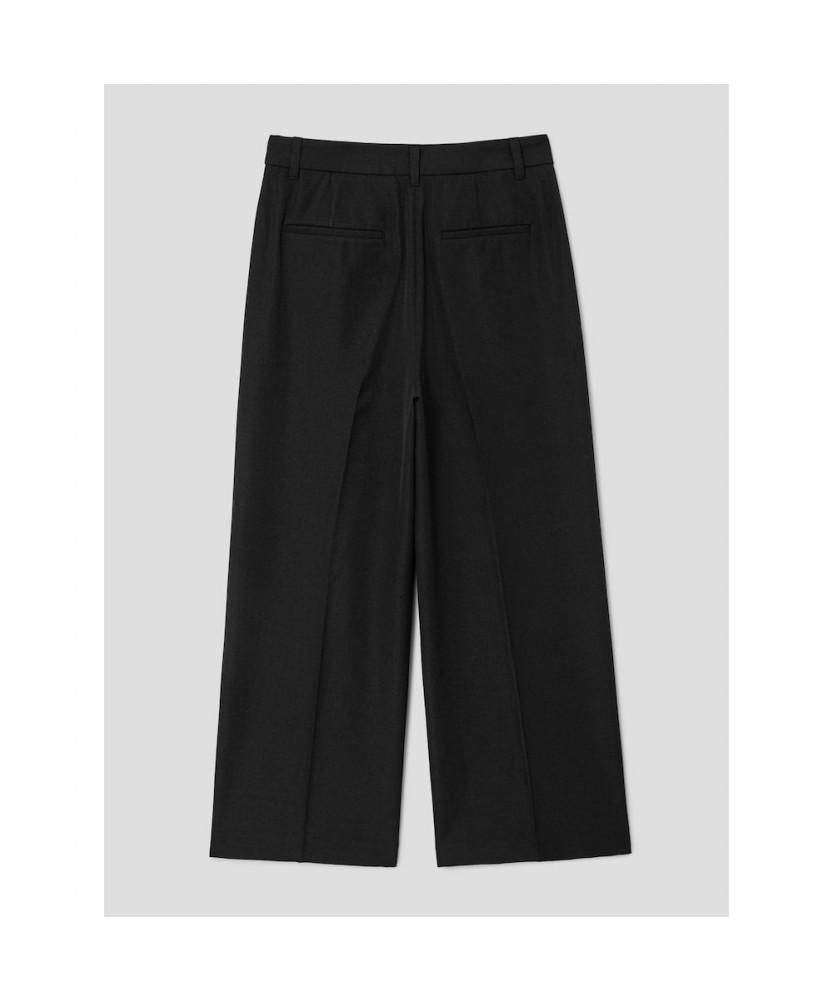 8seconds July Daily Single-Pleat Wide Slacks (Basic) Black