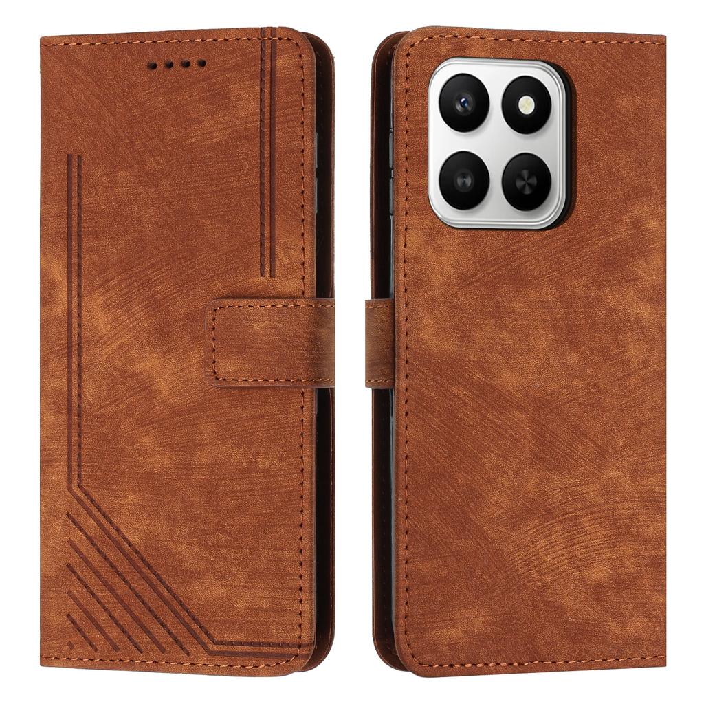 For Honor X7d 5G/Honor 400 Smart 5G Stand Case Imprinted Lines Leather Phone Cover