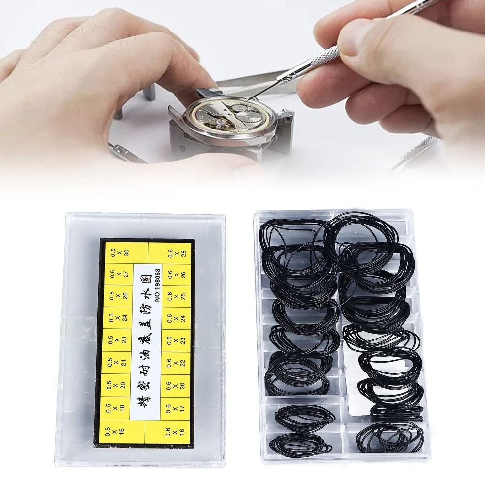 180pcs O Ring Rubber Sealing Watch Back Cover 0.5mm 0.6mm Black Color Watch Back Cover Seals Watch Repairing Tool Watch Repair