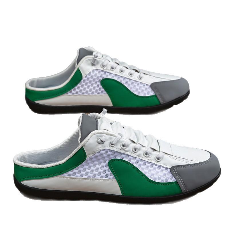 Fashion Net Shoes Bag Head Half Tray Large Size Shoes Men's 2025 Summer New Mesh Breathable One Pedal Lazy Shoes