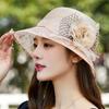 New Eugen yarn mesh yarn hat women's summer lace flower sunshade basin hat for the elderly outdoor sunscreen mother hat