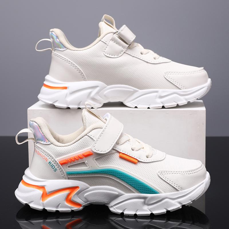 Кожаные белые теннисные спортивные кроссовки для мальчиков и девочек — фото 7