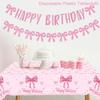 1pc Pink Bow Table Cloth Coquette Birthday Decorations for Women for Girls Bridal Baby Shower Birthday Party Stylish Party Decor