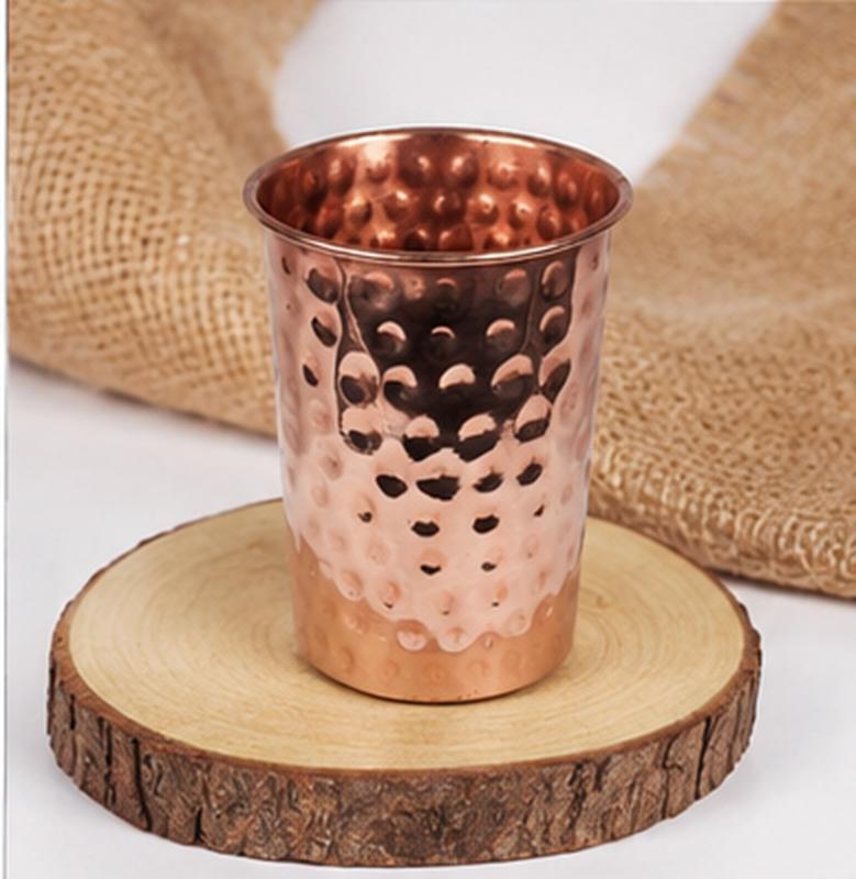 TreegoArt 100% Pure Traditional Handcrafted Copper Hammered Drinking Glass Use In Hotels, Restaurants And Kitchenware