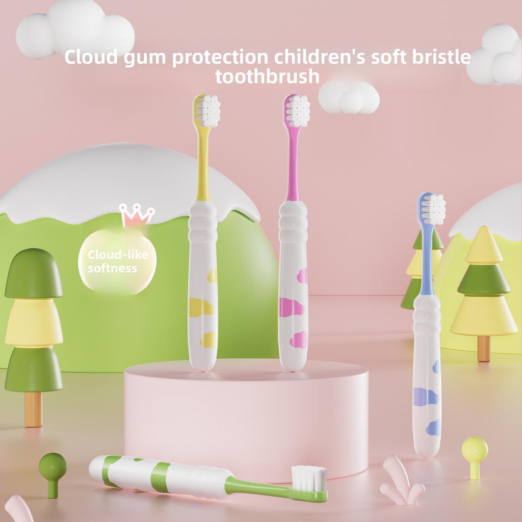 Children's Cute Eco-Friendly Baby Teething Toothbrush Plastic Handle Soft 0.15mm Nylon/PBT Bristles Regular Size Home Use