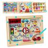 Montessori Magnetic Color Sorting Games Maze Board Pen Moving Bead Games Wooden Control Sensory Play Educational Toys for Kids