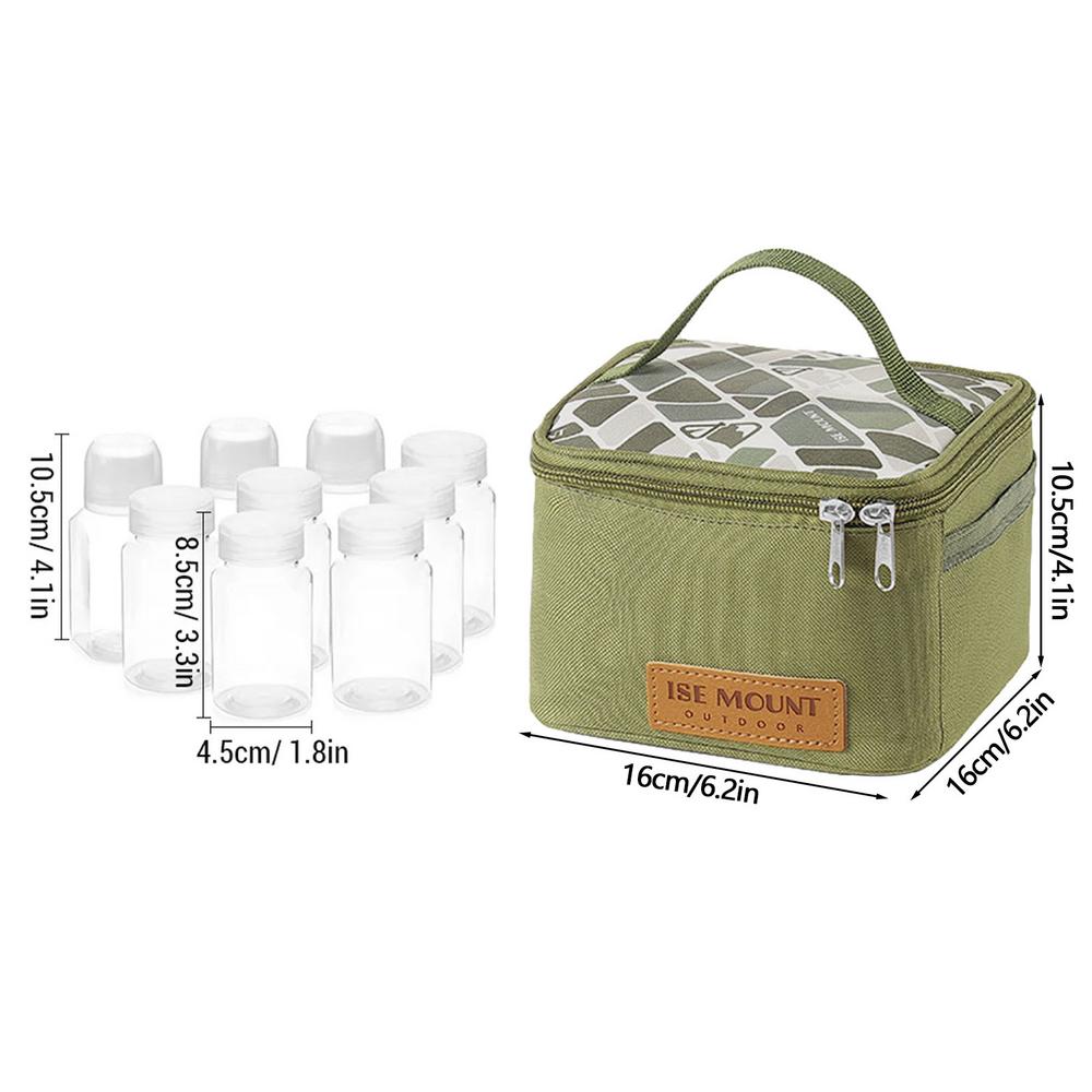Set di bottiglie per condimenti da campeggio Borsa portaoggetti Bottiglia sigillante portatile per olio Porta sale e pepe Organizer per barattoli di condimenti Per BBQ Picnic