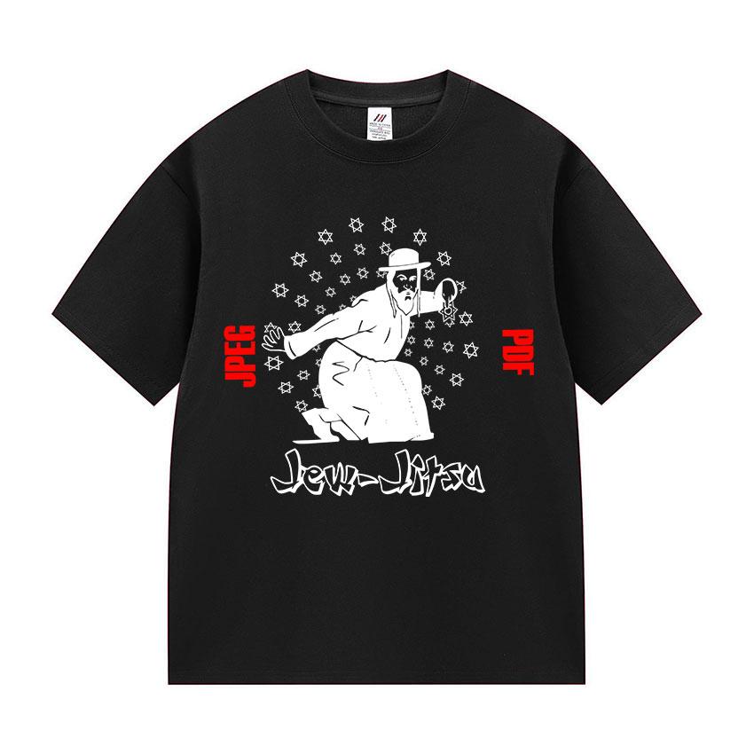Jew-Jitsu Jewish Judo Karate Funny Meme Print T Shirt Men's Clothing Vintage Oversized T Shirts Fashion High Quality Cotton Tees